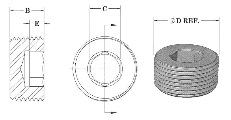 BSP ENCHUFE de garganta hexagonal tubo enchufes alto tensil 1/16" 1/8" 1/4" 3/8" 1/2" 3/4" 